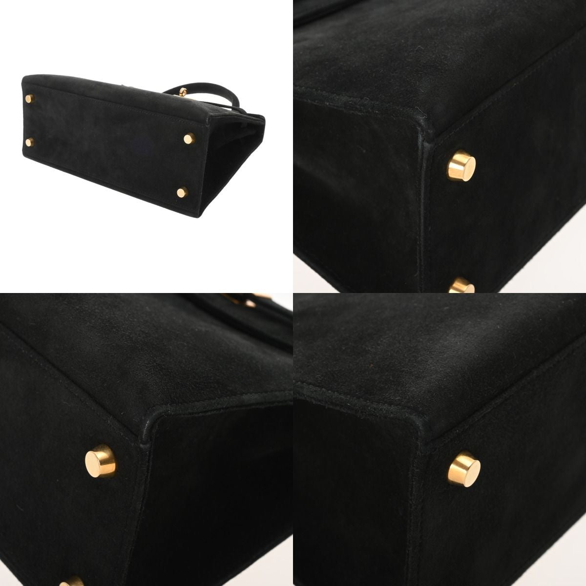 Hermes Kelly 25 Doblis black suede leather gold diamonds hardware