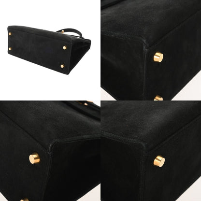 Hermes Kelly 25 Doblis black suede leather gold diamonds hardware