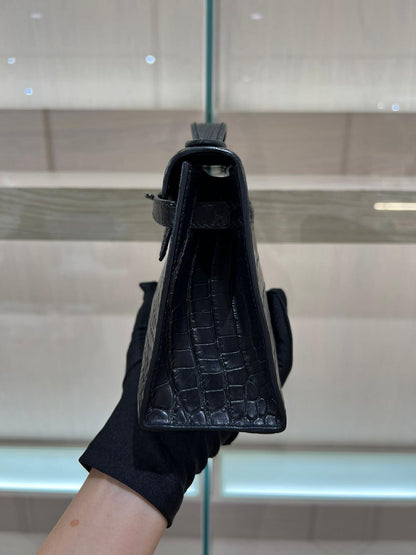 Hermès Mini Kelly Pochette So Black Matte Crocodile