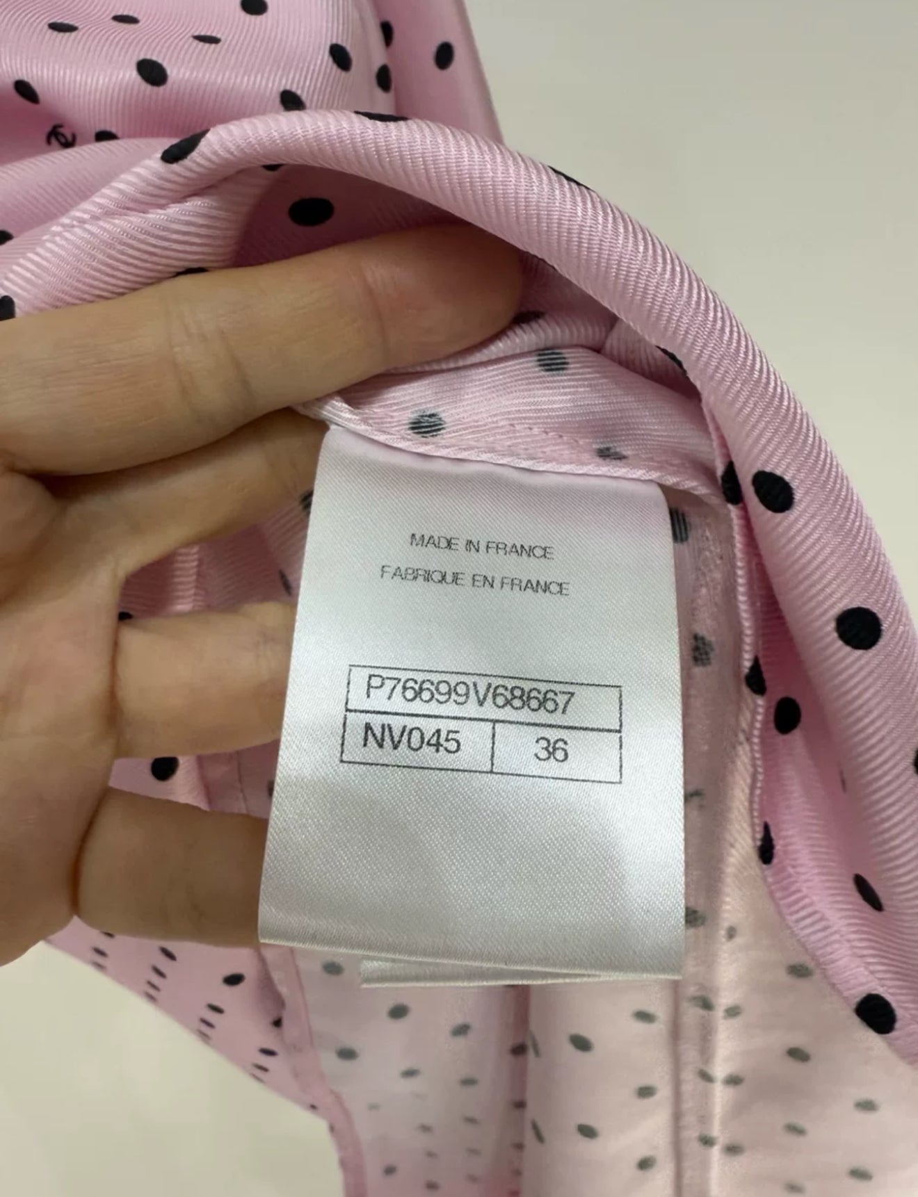 Chanel 24P pink polka shirt