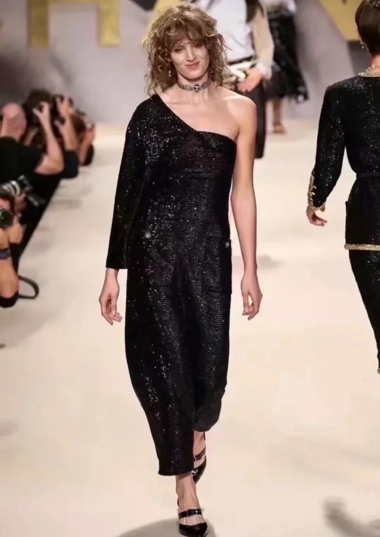 Chanel 22S Glittered Tulle Black Dress