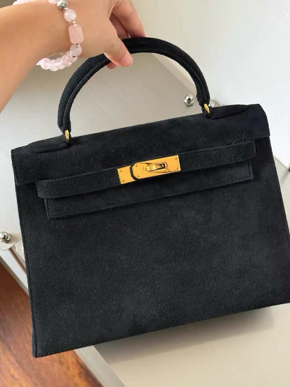 Hermes Kelly 28 Black Doblis leather Gold Hardware