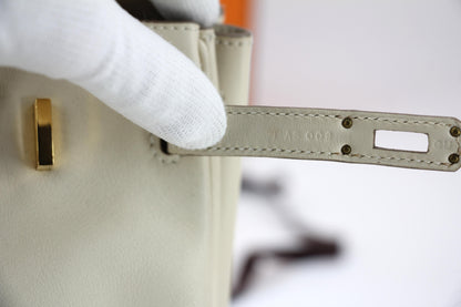 Hermes Birkin 25 Craie Swift leather gold hardware