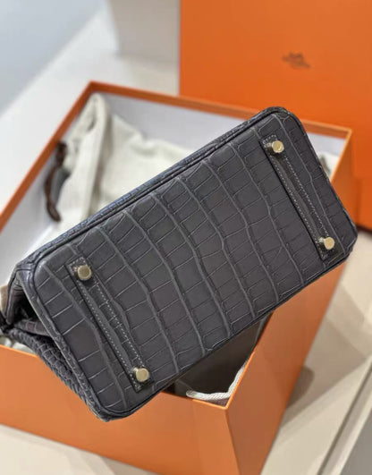 Hermès Birkin 25 Graphite Matte Alligator L’éther Gold Hardware