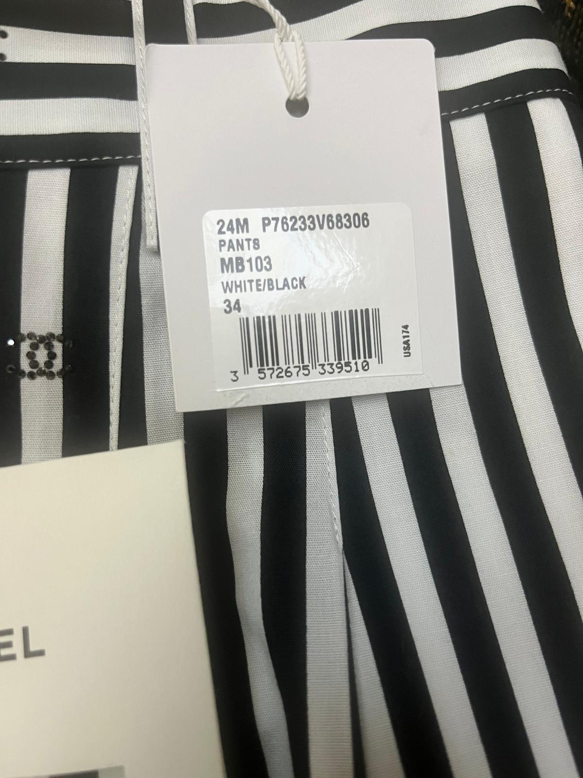 Chanel 24M coco beach black & white pants with CC logo and sparkling diamonds size 34