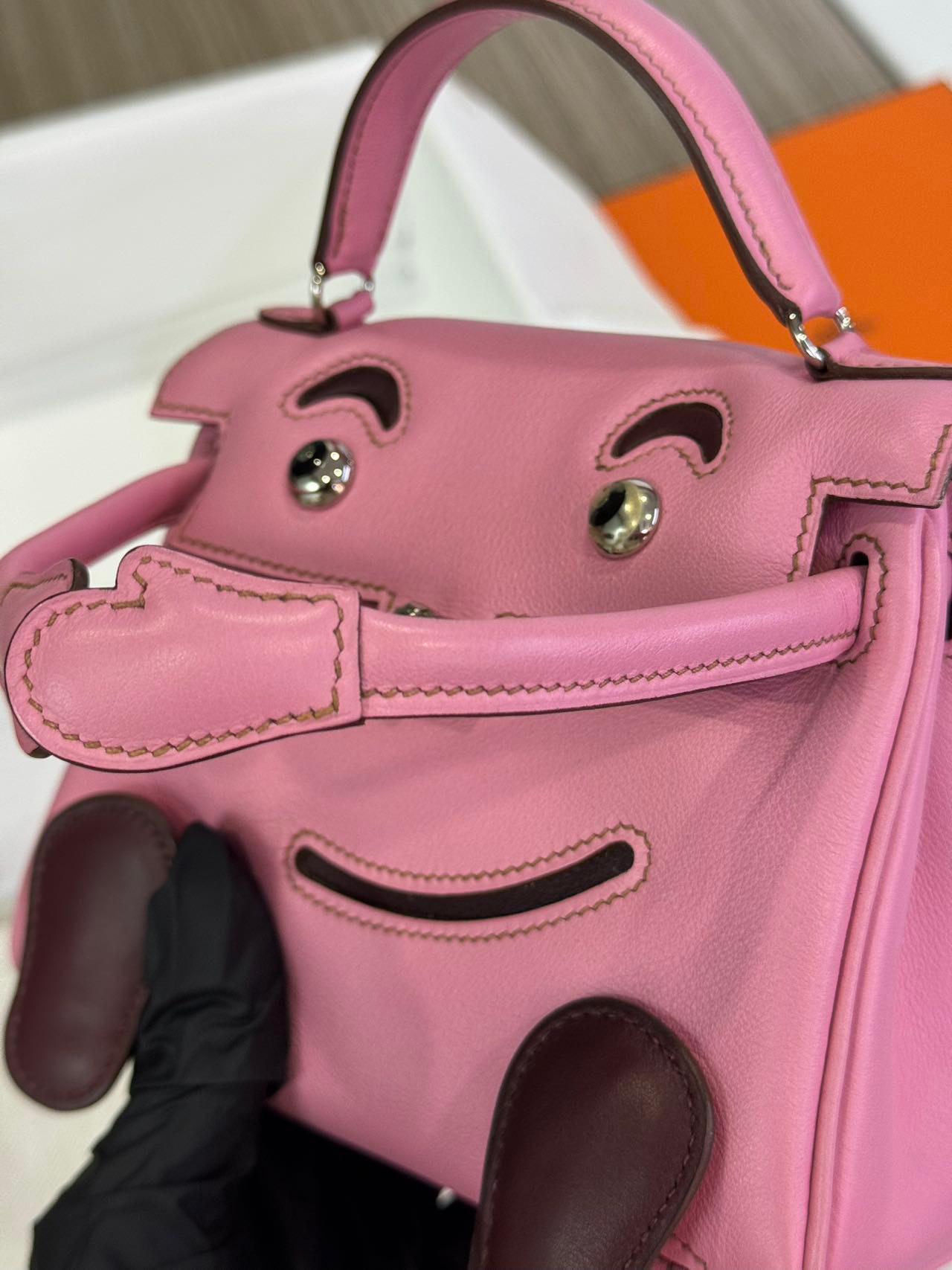 Rare Hermès Kelly Doll Pink Bubblegum Swift Leather Palladium Hardware