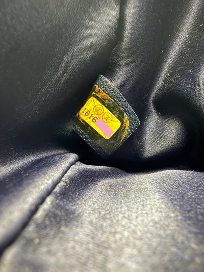 Chanel blue leather flap bag gold hardware