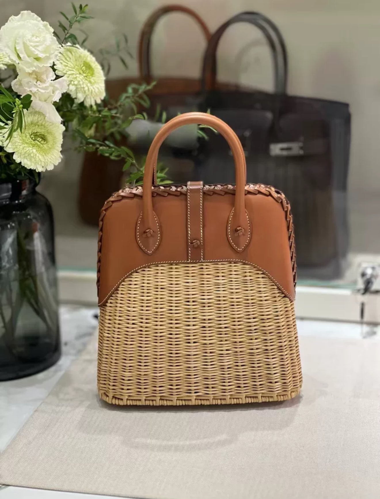 Hermes Limited Edition Bolide Bag Picnic Osier Wicker & Barenia Leather