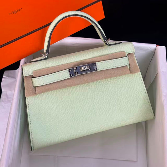 Hermes Mini Kelly 20 vert fizz epsom palladium hardware