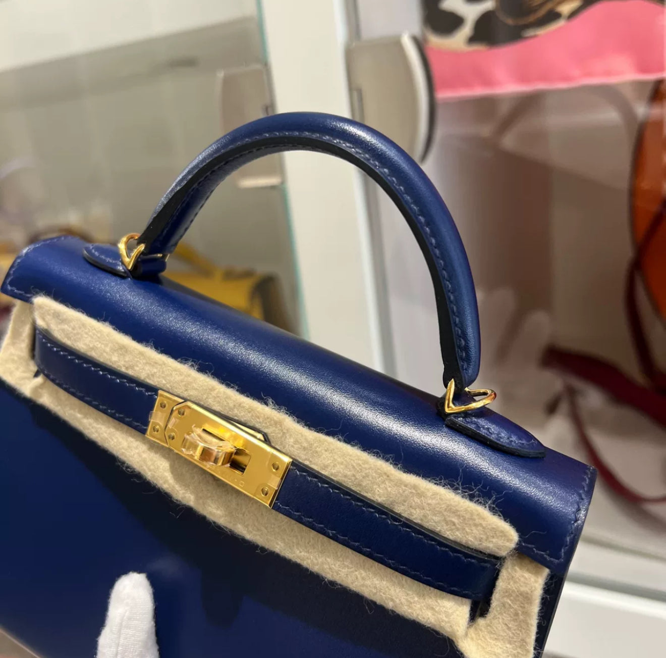 Hermès Bleu Sapphire Box Mini Kelly II 20 Gold Hardware