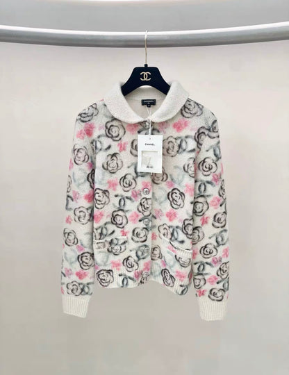 Chanel 23N coco neige Beige/Pink Cashmere Cardigan size 38