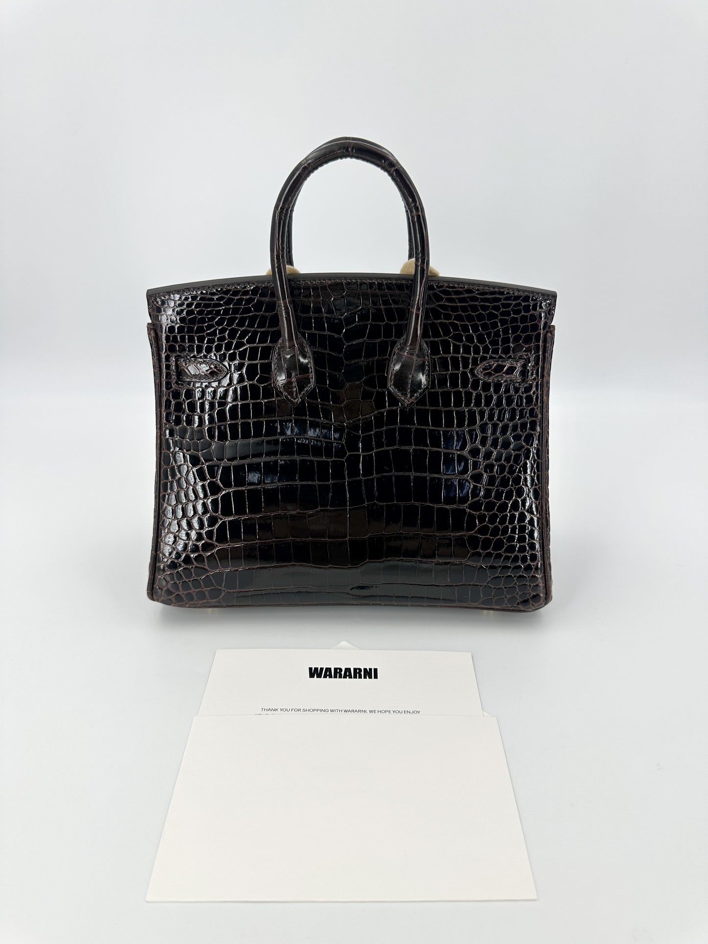 Hermes Birkin 25 Havane Shiny Porosus crocodile leather Gold hardware