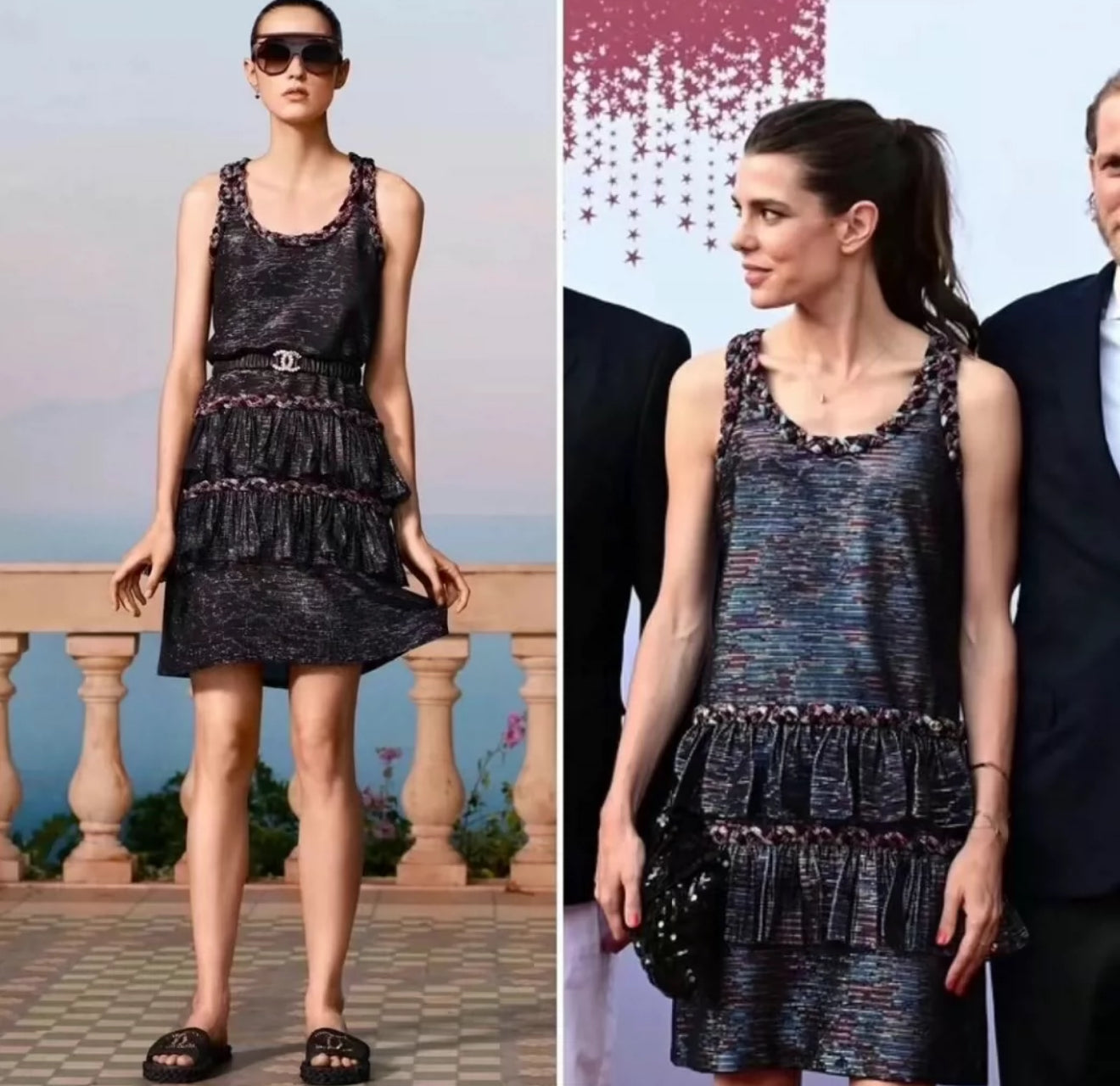 Chanel 21C Black & Multicolour Lame Muslin Dress