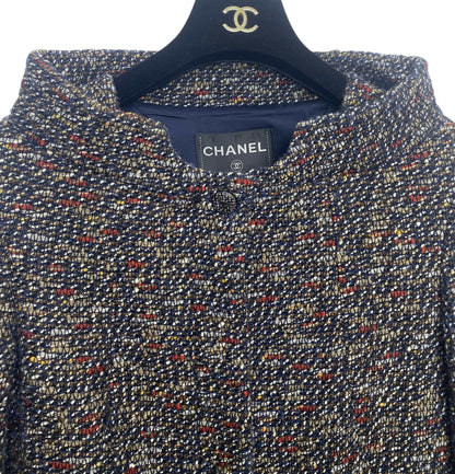 CHANEL 12A BOMBAY BLACK BROWN RED BEIGE NAVY TWEED JACKET FR 36