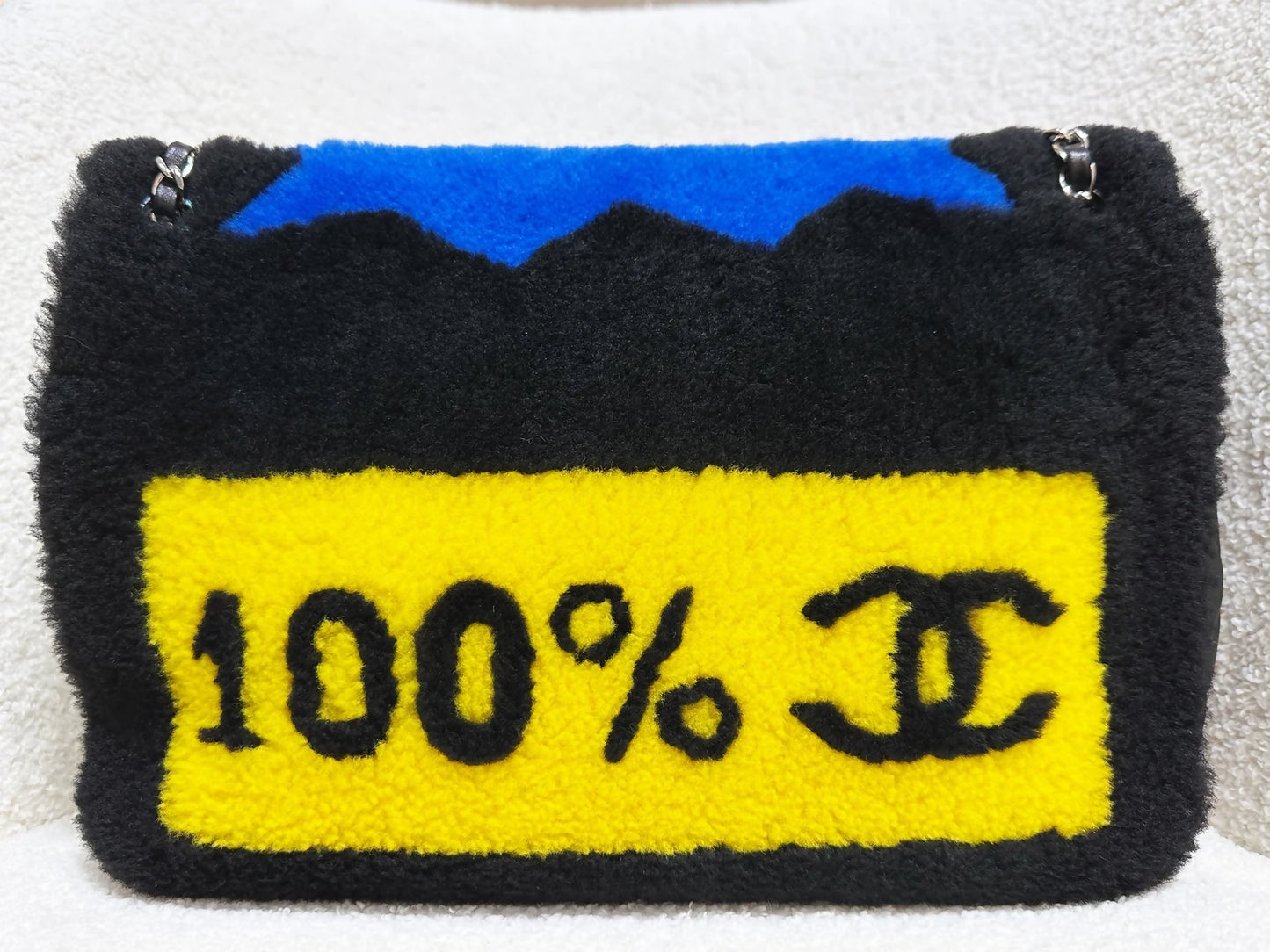 Chanel 2018 Jumbo Classic Flap “Pop Art No.5” Bag, Shearling and Lambskin with Silver Hardware