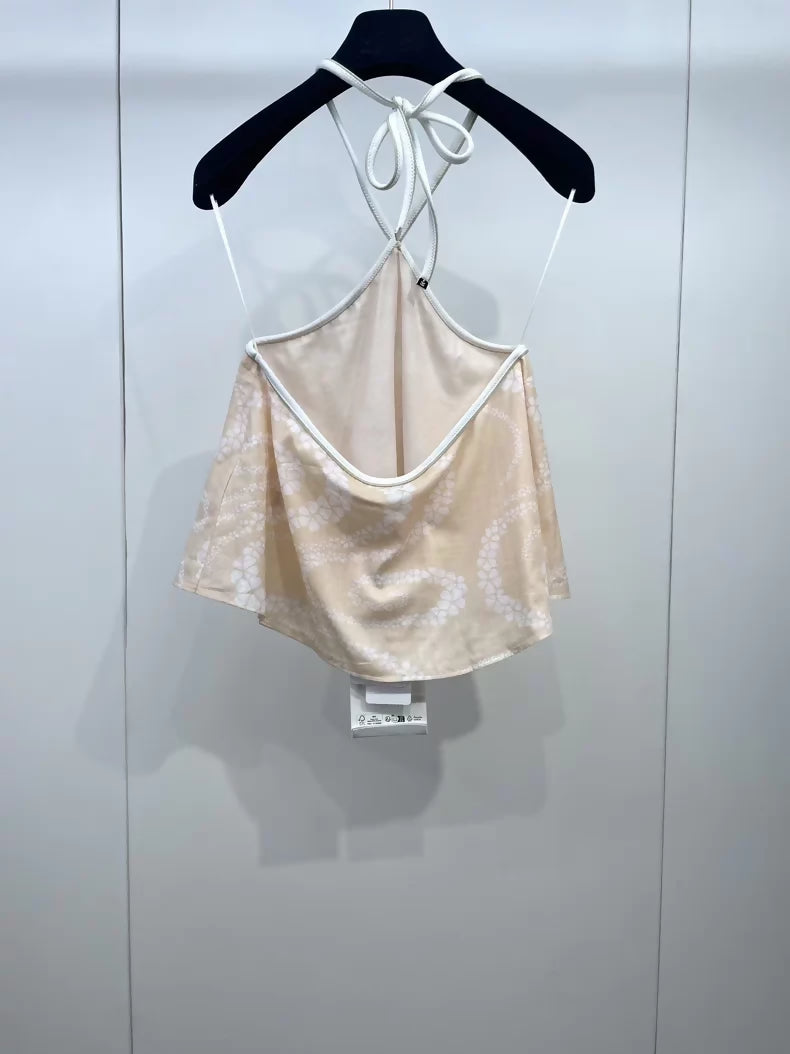 Chanel 25M Coco Beach orange white tank top