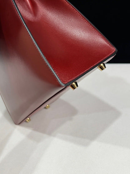 Hermes Kelly 25 red box leather Gold hardware