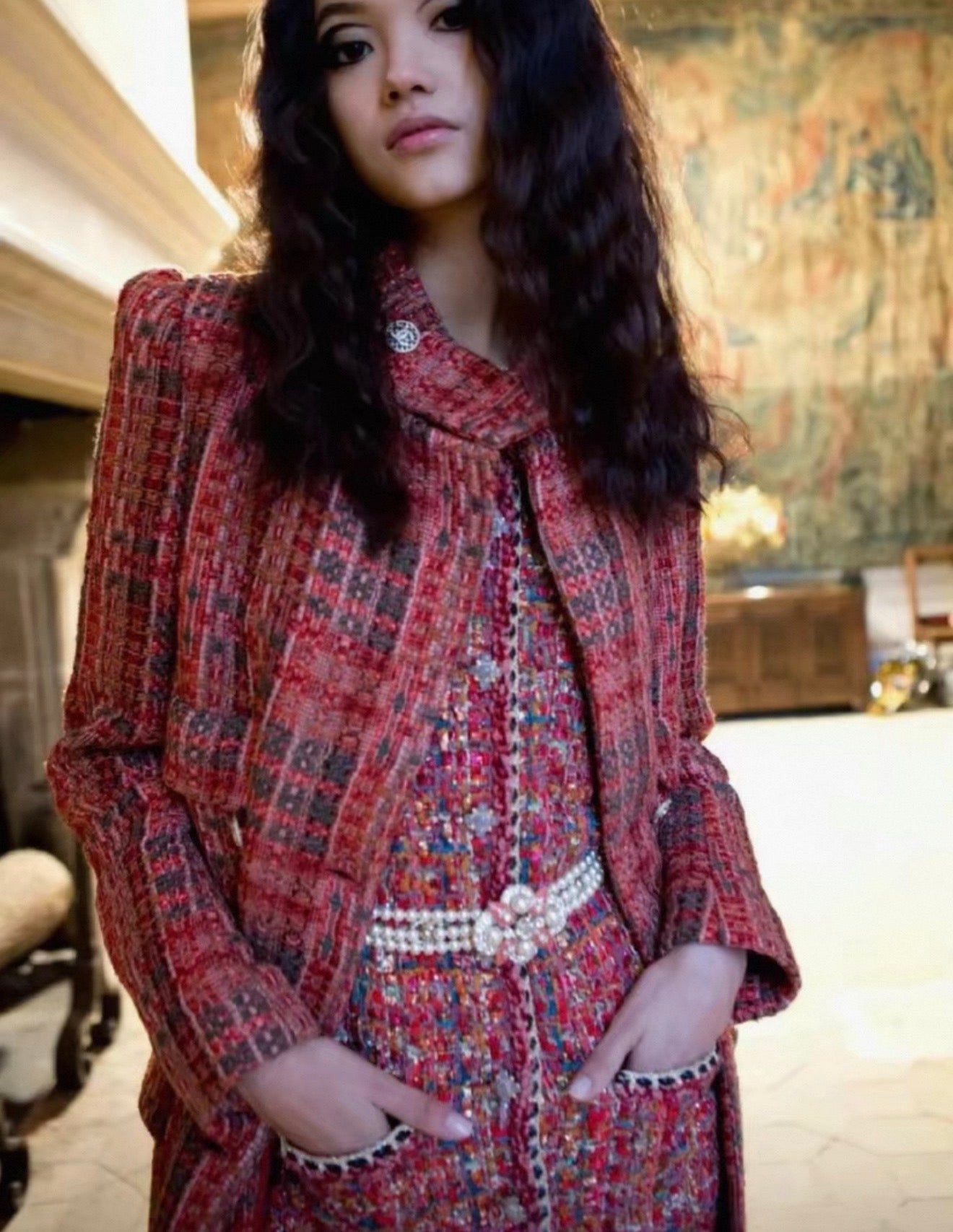 Chanel 21A orange tweed vest
