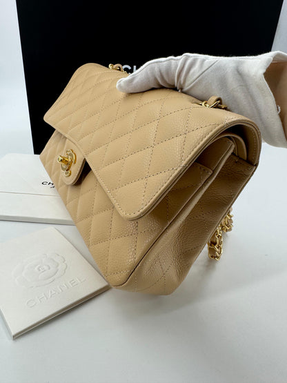 Chanel 25 Medium CF flap  beige Caviar leather