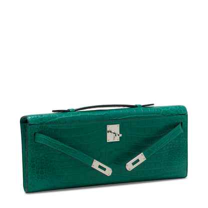 Hermes Kelly Cut Malachite Matte Crocodile Leather with palladium hardware