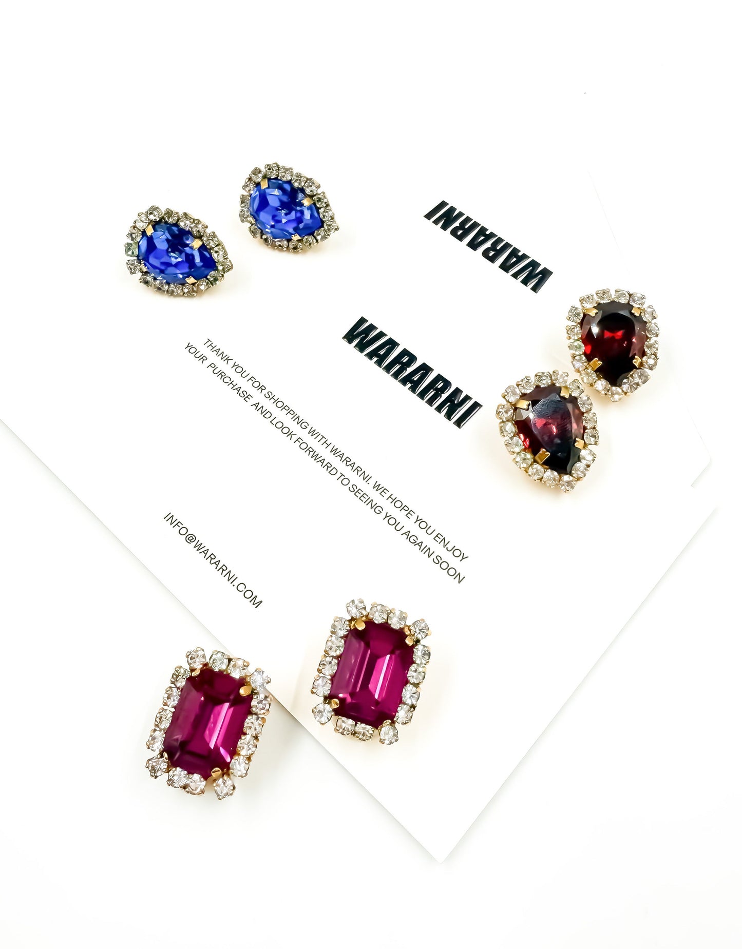 Chanel 1995 “Barbie Collection” Crystal Earrings Pink/Dark Red/Blue