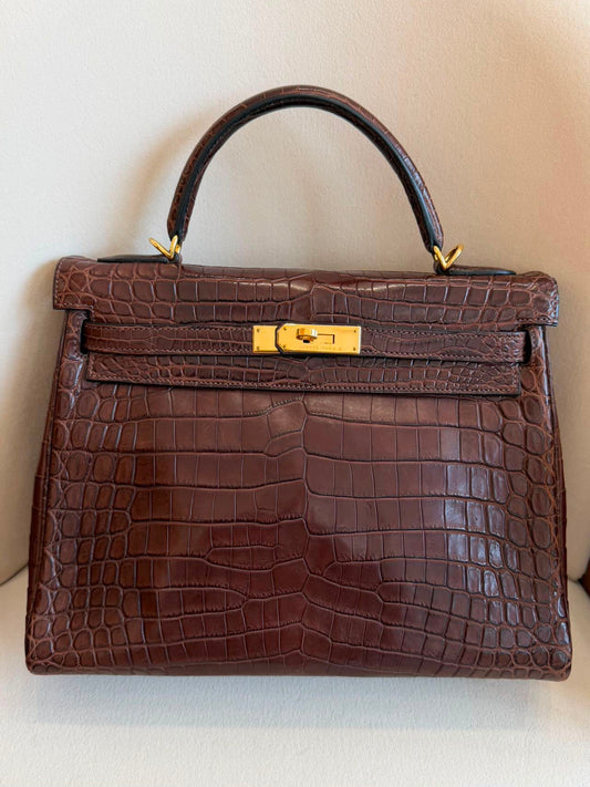 Hermes Kelly 32 Havana matte niloticus gold hardware