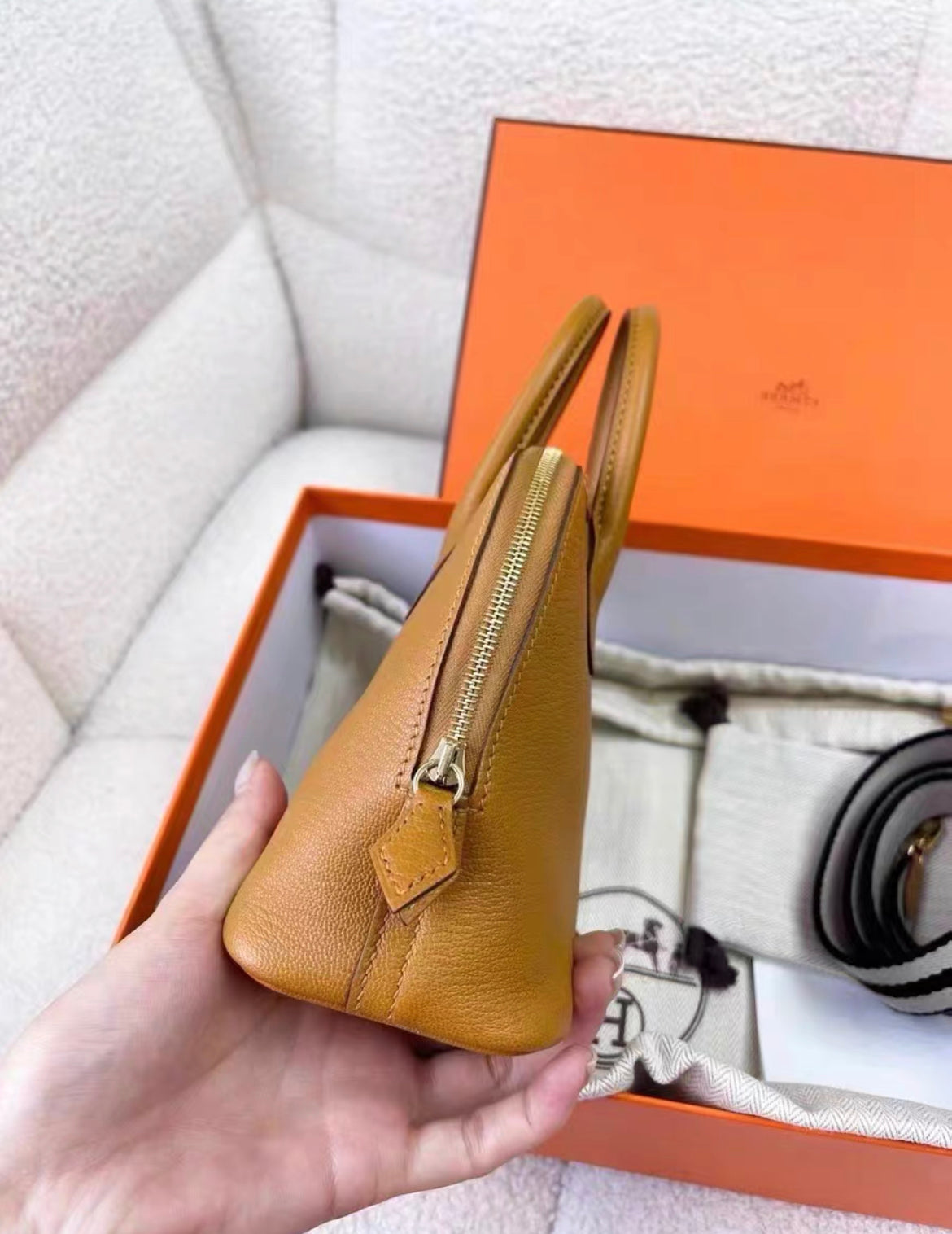 Hermes mini Bolide 1923 Sesame Bag