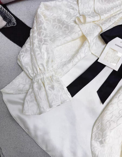 Chanel 25k écru double C pattern shirt