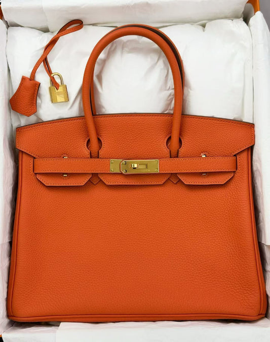 Hermes Birkin 30 Feu Togo gold hardware