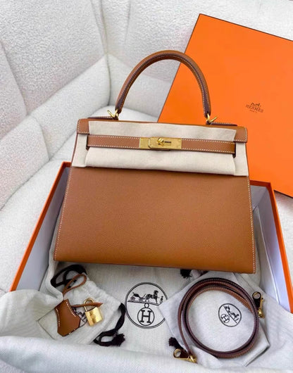 Hermes Kelly 28 Sellier Gold Epsom Gold Hardware