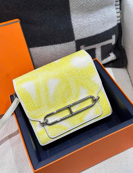 HERMES Swift Printed Circuit Mini Sac Roulis Faubourg Nata Lime Jaune Bourgeon Jaune Poussin