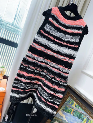 Chanel 20S Black/Pink Knit Dress
