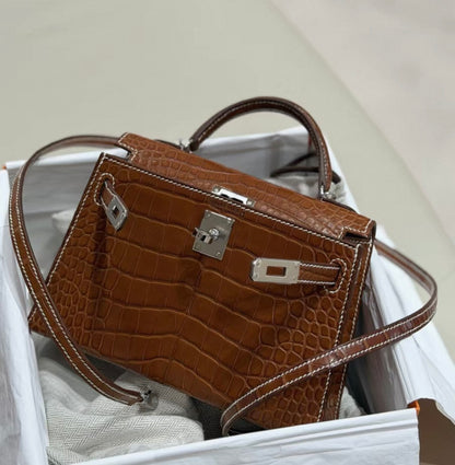 Hermès Kelly Sellier 20 Fauve Matte Alligator Barenia Palladium Hardware
