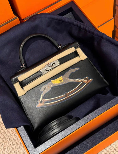 Limited edition Hermes mini kelly 2 Cheval De Bois Palladium Hardware