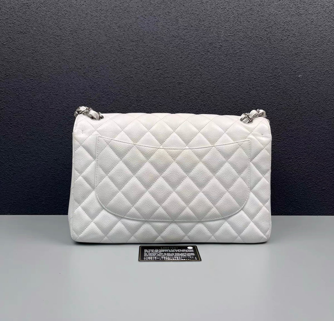 Chanel White Caviar Jumbo Double Flap