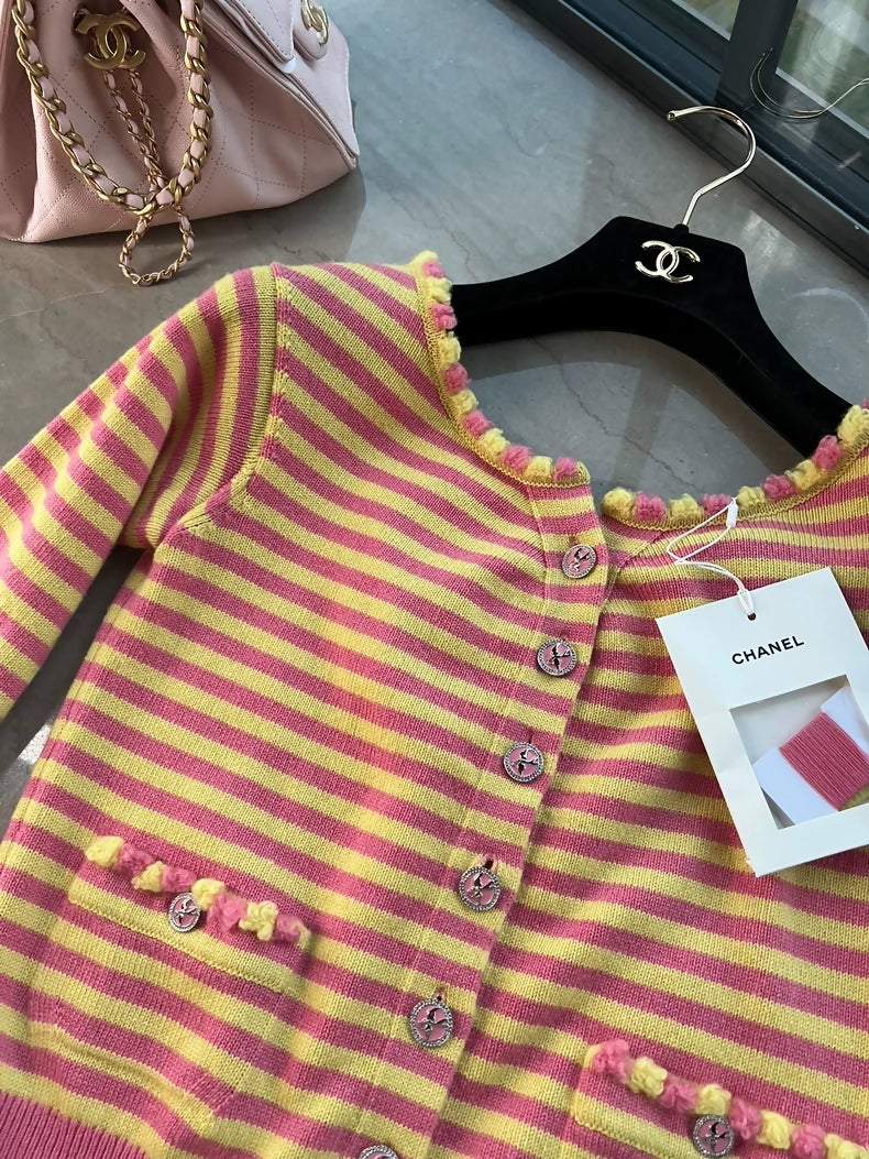 Chanel 25s striped cardigan