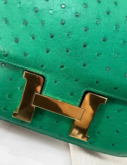 Hermès Constance 24 Vert Verone Ostrich Gold Hardware