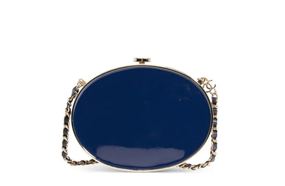 CHANEL Horoscope Navy Blue Metal Gripoix Gold Crystal Small Mini Minaudière Bag