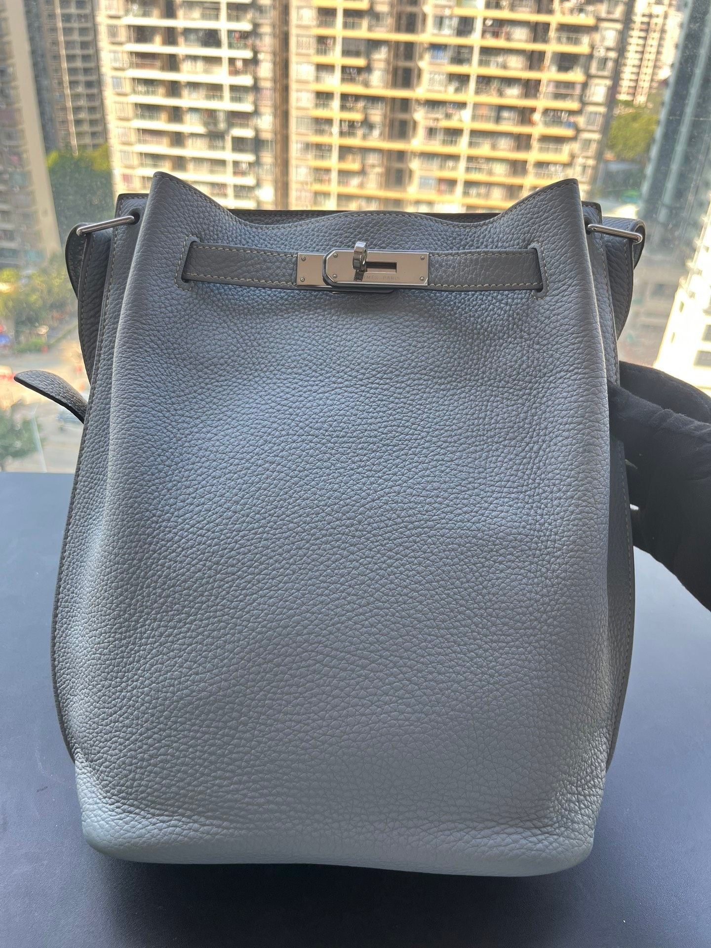 Hermès so Kelly 22 Bleu Lin togo leather palladium hardware