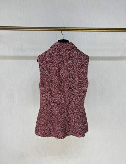 Chanel 23A burgundy tweed vest size 34