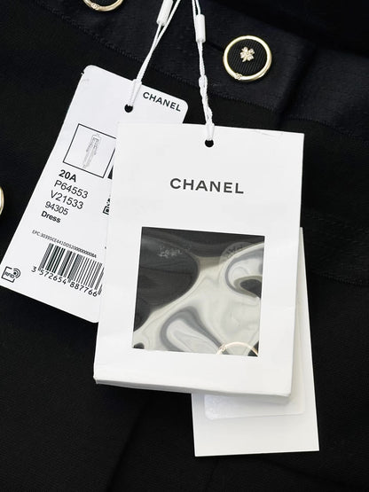 Chanel 20A Black long runway dress