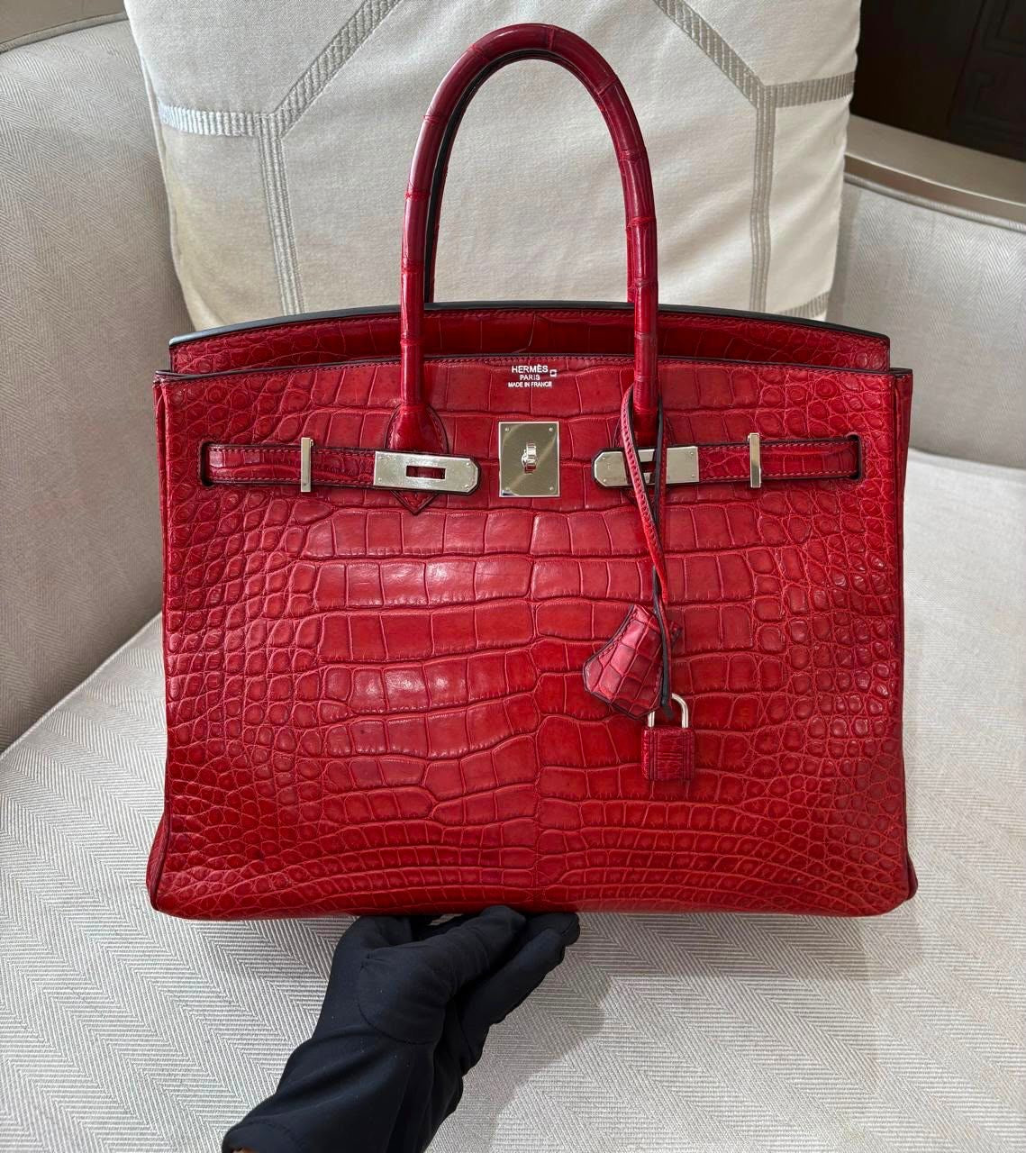 Hermes Birkin 35 Rouge H Matte Alligator Palladium hardware