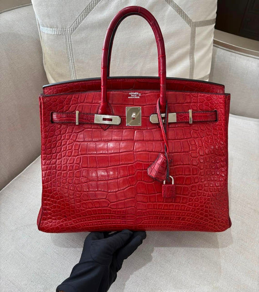 Hermes Birkin 35 Rouge H Matte Alligator Palladium hardware