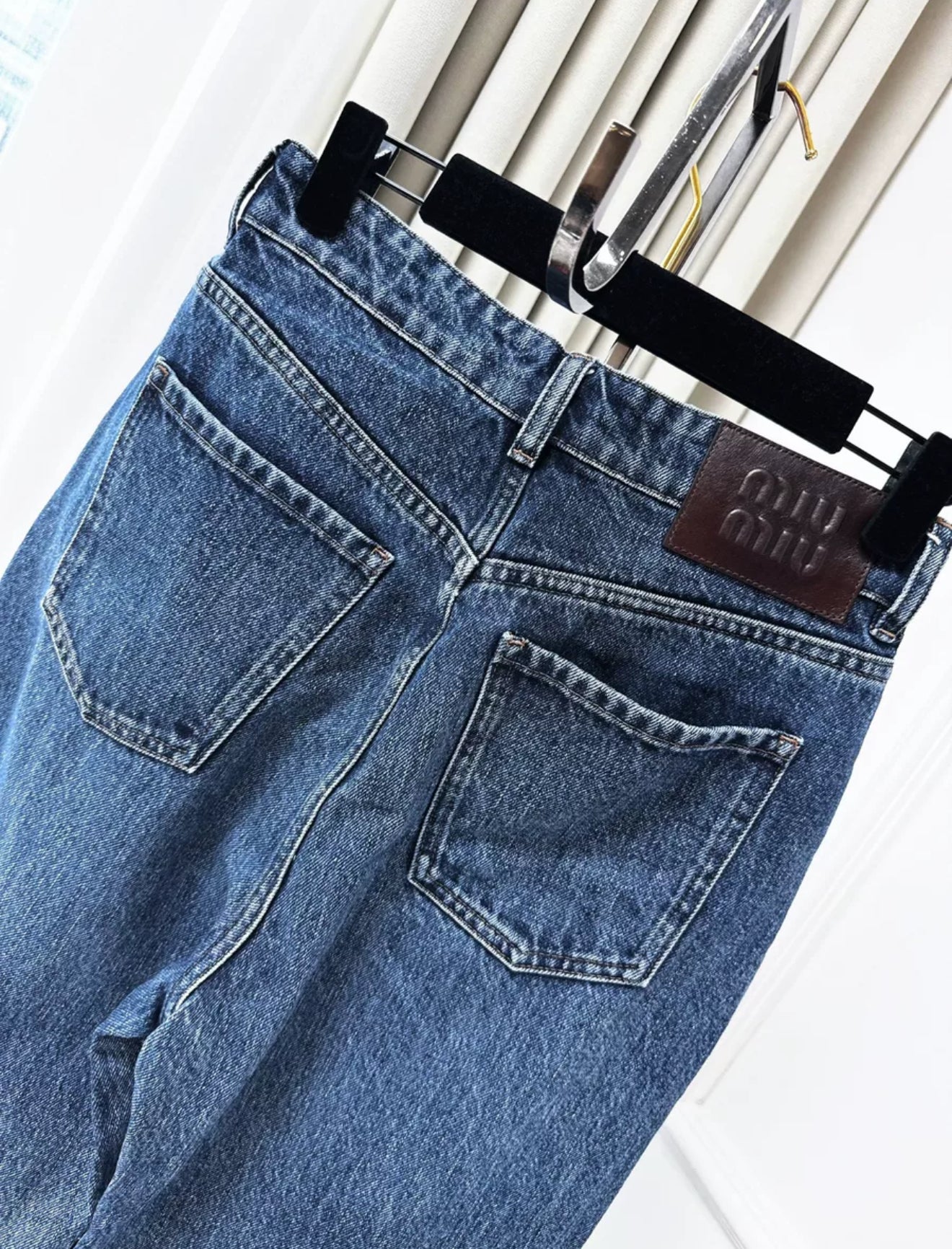 miumiu blue straight leg jeans