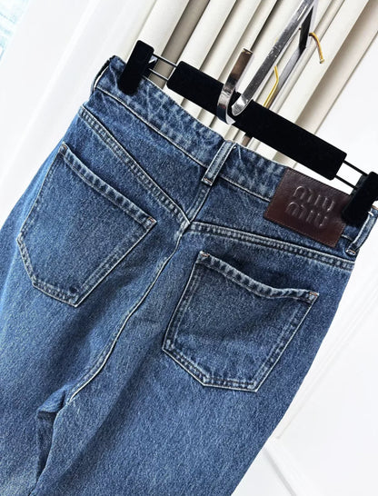 miumiu blue straight leg jeans