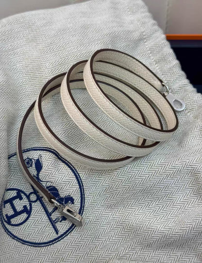 Hermès "Quelle Idolle" Picto Kelly Doll Nata Epsom Palladium Hardware