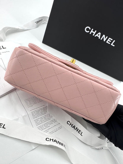 Chanel pink mini flap bag with gold hardware
