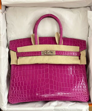 Hermès Birkin 25 Violine Shiny Crocodile with Palladium Hardware