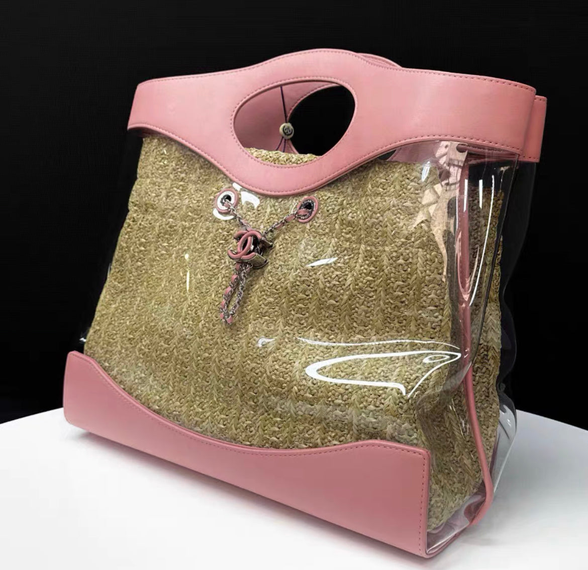 CHANEL  Calfskin PVC Chanel 31 Bag Pink