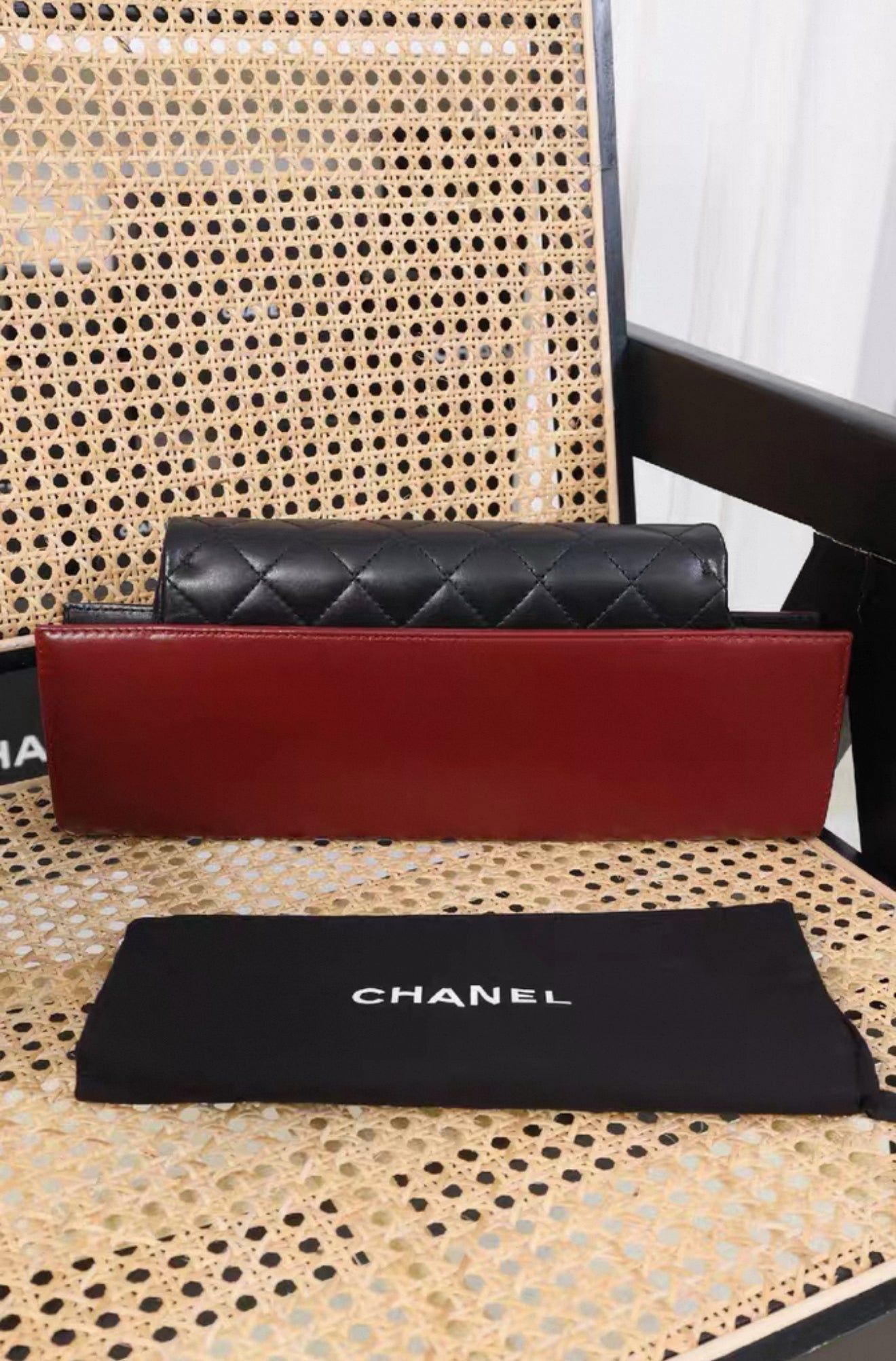 CHANEL 2015 Red Lambskin Brasserie Gabrielle Menu Clutch